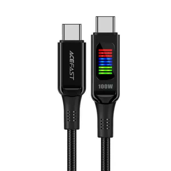 Acefast C7-03 USB-C (M) - USB-C (M) 1,2 m čierna / Kábel / 100W / displej