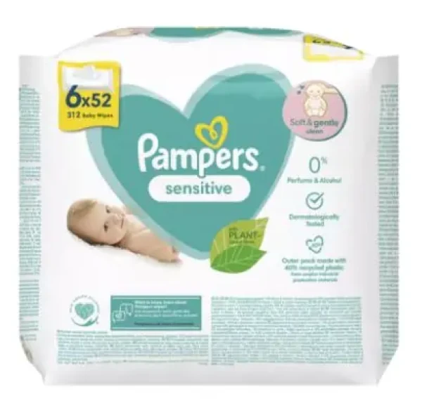 Pampers Sensitive vlhčené obrúsky 6 x 52 ks (8001841041452)