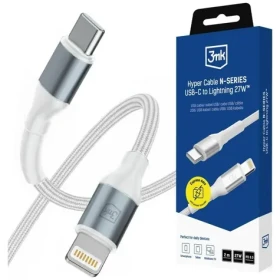3mk Hyper Cable N-SERIES biela / Dátový kábel / USB-C na Lightning / 2 m / 27 W (5903108758239)