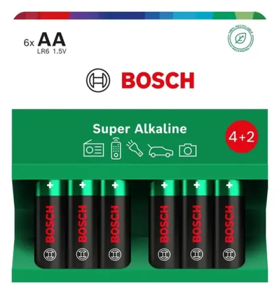 BOSCH LR6SA6B/00 / Alkalická batéria AA / 4 +2 ks / 1,5 V / LR6 (8594162800186)
