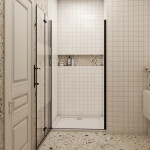 H K - Sprchové dvere MELODY BLACK LINE B8 90 zalamovacie, 90–92 × 195 SE-MBLINEB890SET
