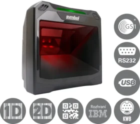 Motorola čítačka DS7708 / snímač 2D čiarových kódov / RS-232 / KBW / USB / IBM / kit USB / EAS / čierna (DS7708-SR4U2100ZCW)