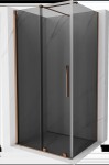 MEXEN/S - Velár sprchovací kút, posuvné dvere 90 x 100, grafit, ružové zlato 871-090-100-41-60
