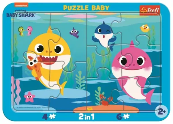 Trefl - Puzzle - Baby puzzle Baby Shark: Šťastní žraloky 2v1