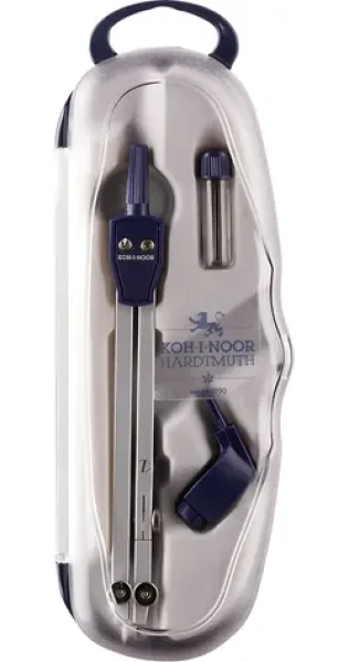 KOH-I-NOOR Kružidlo s nástavcom a náhradnými tuhami / Kružítko / kovové / do 360 mm (9992B05901TE)
