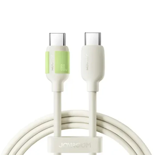 Joyroom S-A53 Nabíjací kábel s fluorescenčným hrotom USB-C(M) - USB-C(M) 60W 1.2m béžová (6956116730673)