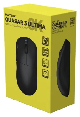Hator Quasar 3 Ultima 8K čierna / Herná bezdrôtová myš / optická / 30000 DPI / 2.4GHz / Bluetooth / USB-C (HTM762)