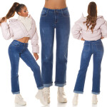 Sexy Highwaist Push up used look flarred Jeans denimblue