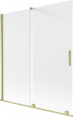 MEXEN/S - Velar dvojkrídlová posuvná vaňová zástena 150 x 150, dekor, zlatá kartáčovaná 896-150-000-31-55
