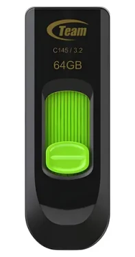 Team Group C145 64GB čierno-zelený / Flash disk / USB-A 3.2 Gen 1 / čítanie až 100 MB/s (TC145364GG01)