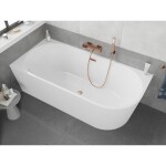MEXEN/S - Silo voľne stojaca rohová vaňa ľavá reliéf 170 x 80, biela, sifón a prepad meď kartáčovaná 52891708000L-65