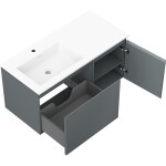 MEXEN/S - Orio kúpeľňová skrinka 100 cm s umývadlom Otis ľavá, 1S, 1D, grafit mat/biela mat 91A13-10047-3-BBFF66-W18L01