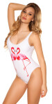 Trendy Swimsuit with Flamingo Print white 34