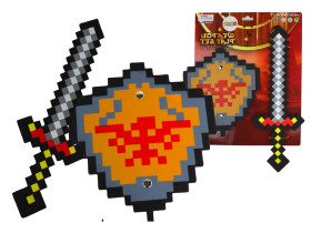 Mamido Rytierska sada meč štít z peny s pixelovým motívom