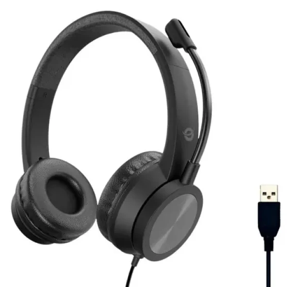 Conceptronic Stereo USB headset čierna / Slúchadlá / S mikrofónom / Potlačenie šumu / USB-A / 32 Ohm / 2 m (POLONA05B)