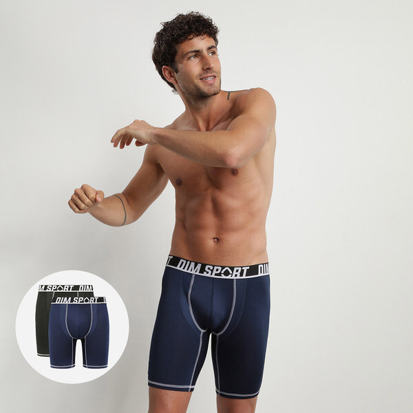 Pánske športové boxerky 2 ks DIM SPORT LONG BOXER 2x - DIM SPORT - čierna XL