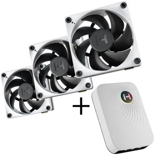 Hyte FP12 THICC FAN 3ks + NEXUS Portal NP50 čierno-biela / 120mm / 47.3 dB @ 3000 RPM / 105.8 CFM / 4-Pin PWM (FAN-HYTE-FP12-BW-3NP)