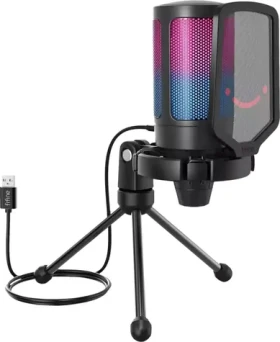FIFINE A6V AmpliGame RGB čierna / Stolný mikrofón / Kapacitný / RGB (A6V)
