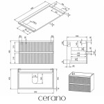 CERANO - Kúpeľňová skrinka Carole + doska pod umývadlo Navira Pro - 36 mm - biela matná ryhovaná - 100x51,6x46 CER-186336