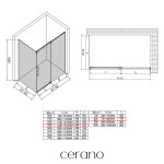 CERANO - Sprchovací kút Lantono - pravá - 8 mm - Soft-Close - chróm, mliečne sklo - 130x80 - posuvný CER-665563