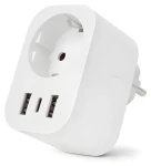 Entac WiFi zásuvkový adaptér biela / Zásuvkový adaptér / 2x USB-A / 1x USB-C / 16 A / 3680 W (ES-SSAUSB-WIBLE)