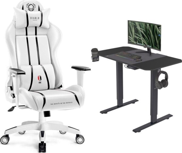 Diablo Chairs X-One 2.0 Normal biały + EGON 1100 Czarne 110 cmx60 cm