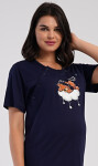 Dámska tehotenská nočná košeľa Bear on a Cloud tmavě modrá XL