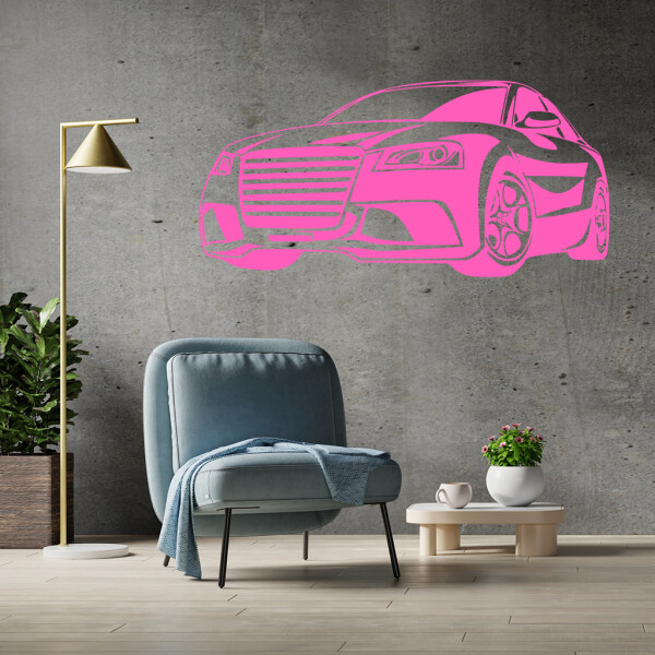 Veselá Stena Samolepka Auto Audi Farba: ružová, Veľkosť: 60 x 30 cm