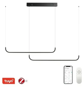 Immax NEO PATTINI SMART čierna / Závesné svietidlo dvojité / 160-280cm / 53W / 3640lm / Zigbee 3.0 TUYA (07226L)