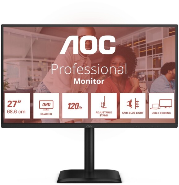 AOC AOC E4 Q27E4CV monitor komputerowy 68,6 cm (27") 2560 x 1440 px Quad HD LED Čierny