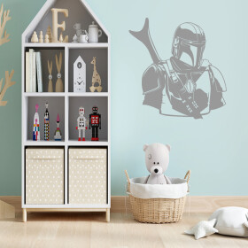 Veselá Stena Samolepka Mandalorian Star Wars Farba: šedá, Veľkosť: 40 x 38 cm