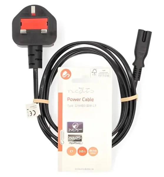 Nedis napájací kábel UK čierna / Zástrčka UK (Type G) - konektor IEC-320-C7 / 2 m / 3 A / 250 V (CEGL11140BK20)