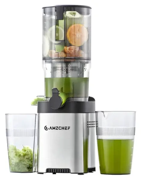 AMZCHEF CE-ZM1902B-SV / Pomalý odšťavovač / plniaci otvor 142 mm / 3 stupne filtrácie / spätný chod / nádoba 700 ml (CE-ZM1902B-SV)