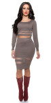 Trendy Koucla fineknitted crop-Jumper, transparent Einheitsgroesse