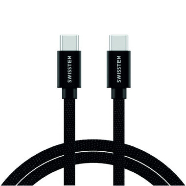 SWISSTEN TEXTILE dátový kábel USB-C - USB-C 2m čierna (71528201)