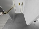 MEXEN/S - KIOTO Sprchová zástena WALK-IN s poličkou a držiakom uterákov 70 x 200, matné sklo 8 mm, zlatá 800-070-121-50-30