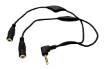 OEM redukcia jack 3,5 mm (M) - 2x jack 3,5 mm (F) / Redukcia / regulácia hlasitosti / kábel 30 cm (11.09.4439)