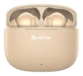 Denver TWE-48 krémové / bezdrôtové slúchadlá s mikrofónom / Bluetooth 5.3 / až 6 hodiny / nabíjacie púzdro (dtwe48nu)