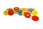 Moyo Montessori Moyo Montessori Farebné kruhové tehly s rôznymi tvarmi vnútri