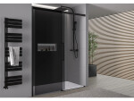 CERANO - Sprchové posuvné dvere Lantono Ľ/P - 8 mm - Soft-Close - čierna matná, grafitové sklo - 160x195 CER-8050BD7241
