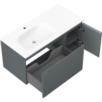 MEXEN/S - Orio kúpeľňová skrinka 100 cm s umývadlom Vela ľavá, 1S, 1D, grafit mat/biela mat 91A13-10047-3-BBFF66-W23L01