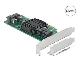DeLock PCIe x8 karta 4X SFF-8643 NVMe LP / Radič / PCIe 3.0 / Broadcom PLX8725 / Low Profile (90585)