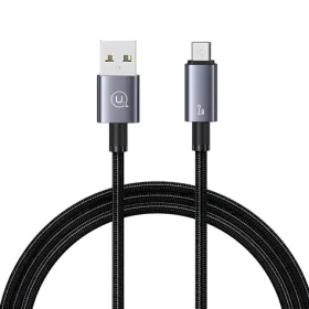 USAMS SJ668 čierna / Dátový kábel / USB-A - MicroUSB / 2A / 1,2 m / nylon (SJ668USB01)