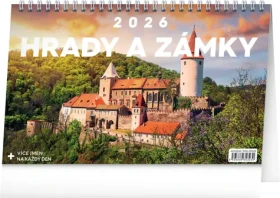 NOTIQUE Stolný kalendár Hrady a zámky 2026, 23,1 x 14,5 cm (PGS-35323)