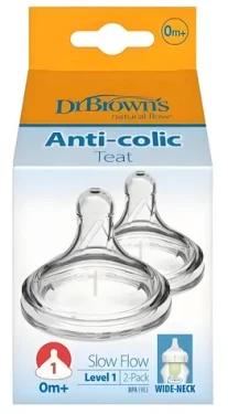 DR BROWN'S Cumlík Options+ WN1201 / Široké hrdlo / Stupeň 1 / 0-3 mesiace / 2 ks (07223931753)