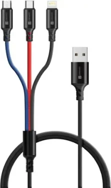 CONNECT IT Wirez 3in1 USB-C amp; Micro USB amp; Lightning 1.2 m čierna / 2A / USB-A(M) / USB-C(M) / Micro-USB(M) / Lightning(M) (CCA-2051-BK)