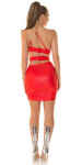 Sexy Koucla Wetlook Dress with Cut Out & Glitter red Einheitsgroesse