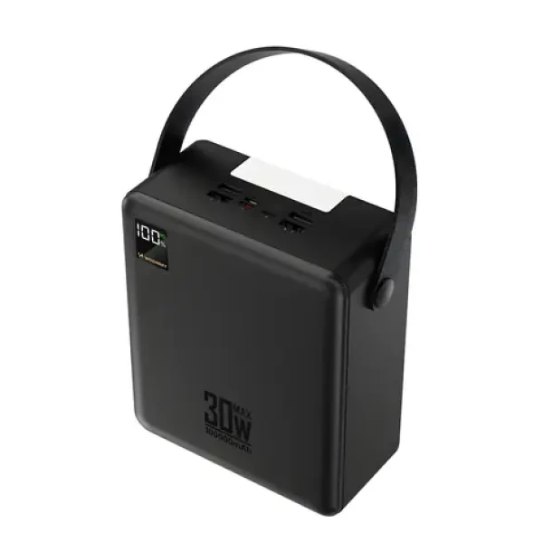 Wozinsky W8-B čierna / Powerbanka / 100000 mAh / 30W / 2x USB-A + 2x USB-C / svietidlo
