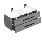 Kúpeľňová skrinka s čiernou úchytkou a umývadlom SAT Cube Way 120x53x46 cm betón mat CUBE46C1202BEMOD CUBE46C1202BEMOD