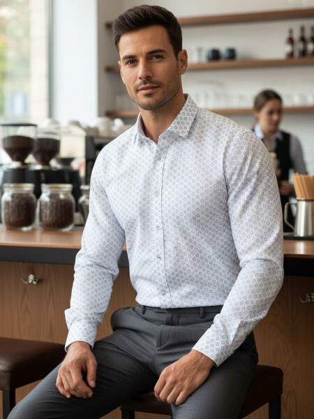 Pánska biela košeľa FashionStreet DX2438 XL